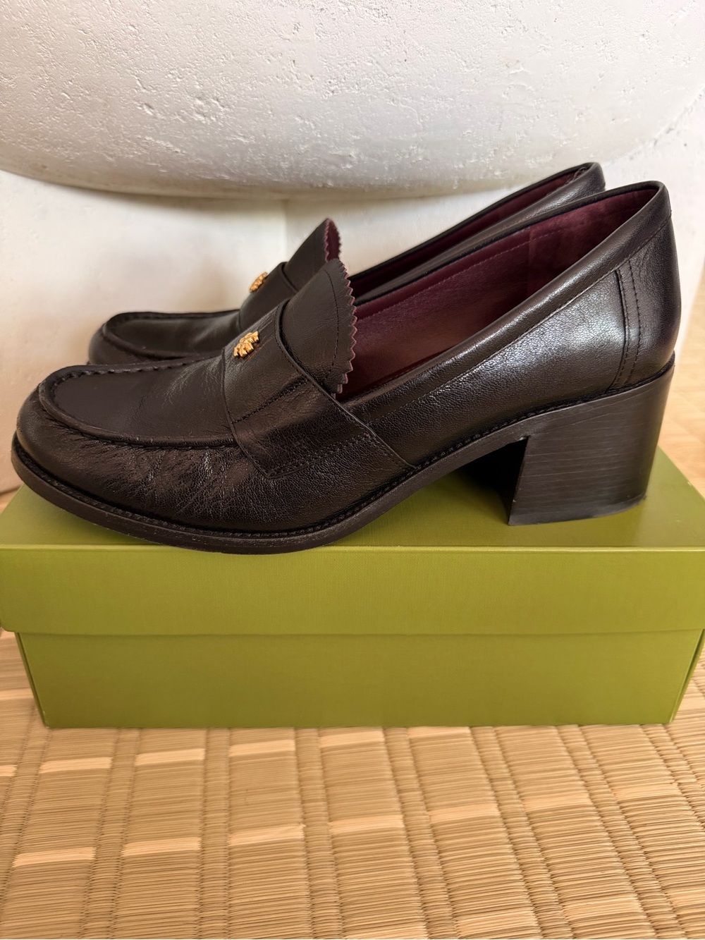 Tory Burch Classic Heeled Loafer 55mm Black Leather Size 10